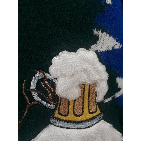 Jolly Sweaters Drunk Snowman with Beer Mens Christmas Holiday Blue White Sz L - Picture 4 of 12